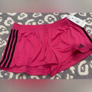 Womens Adidas shorts pink (NWT) blue is excellent used condition size Medium
